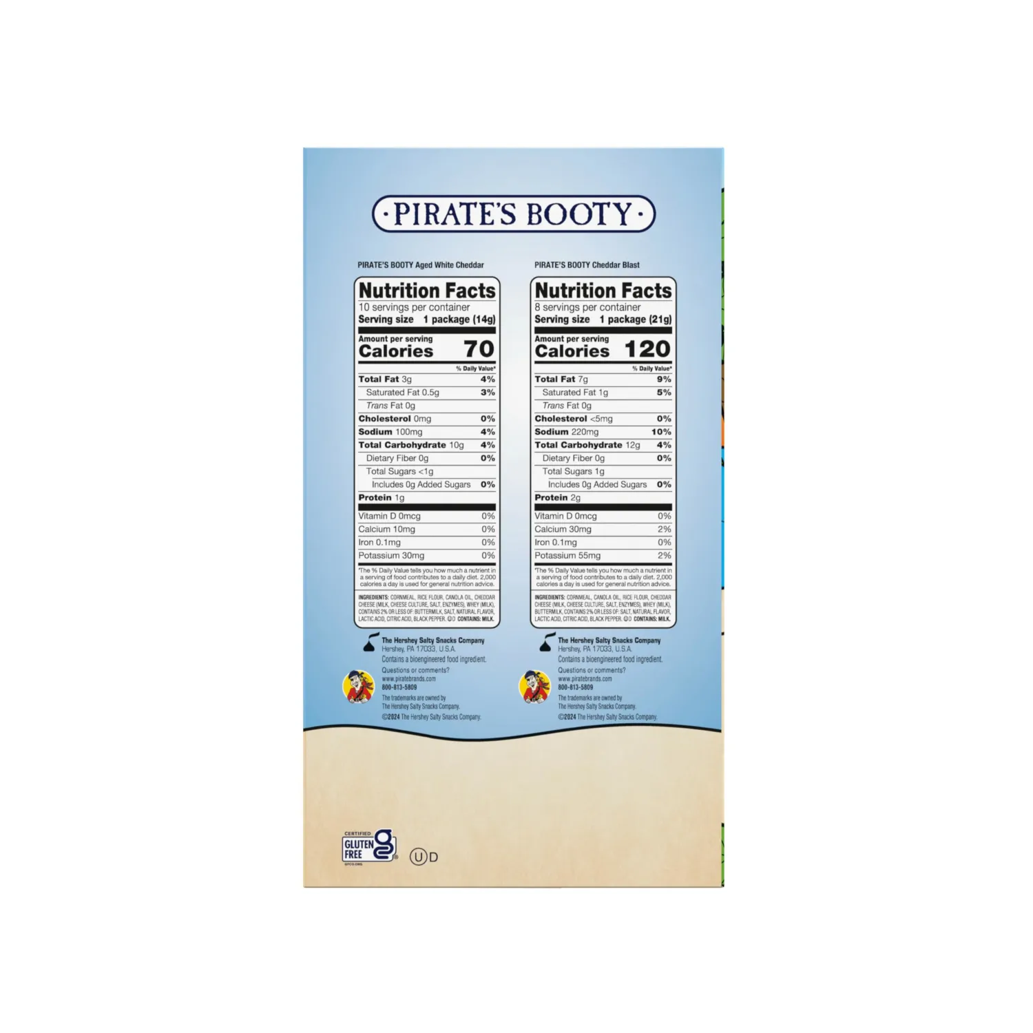 Pirate's Booty Aged White Cheddar and Cheddar Blast Cheese Puffs Variety Pack, Gluten Free, Individual Size Snack Bags (18 Count)