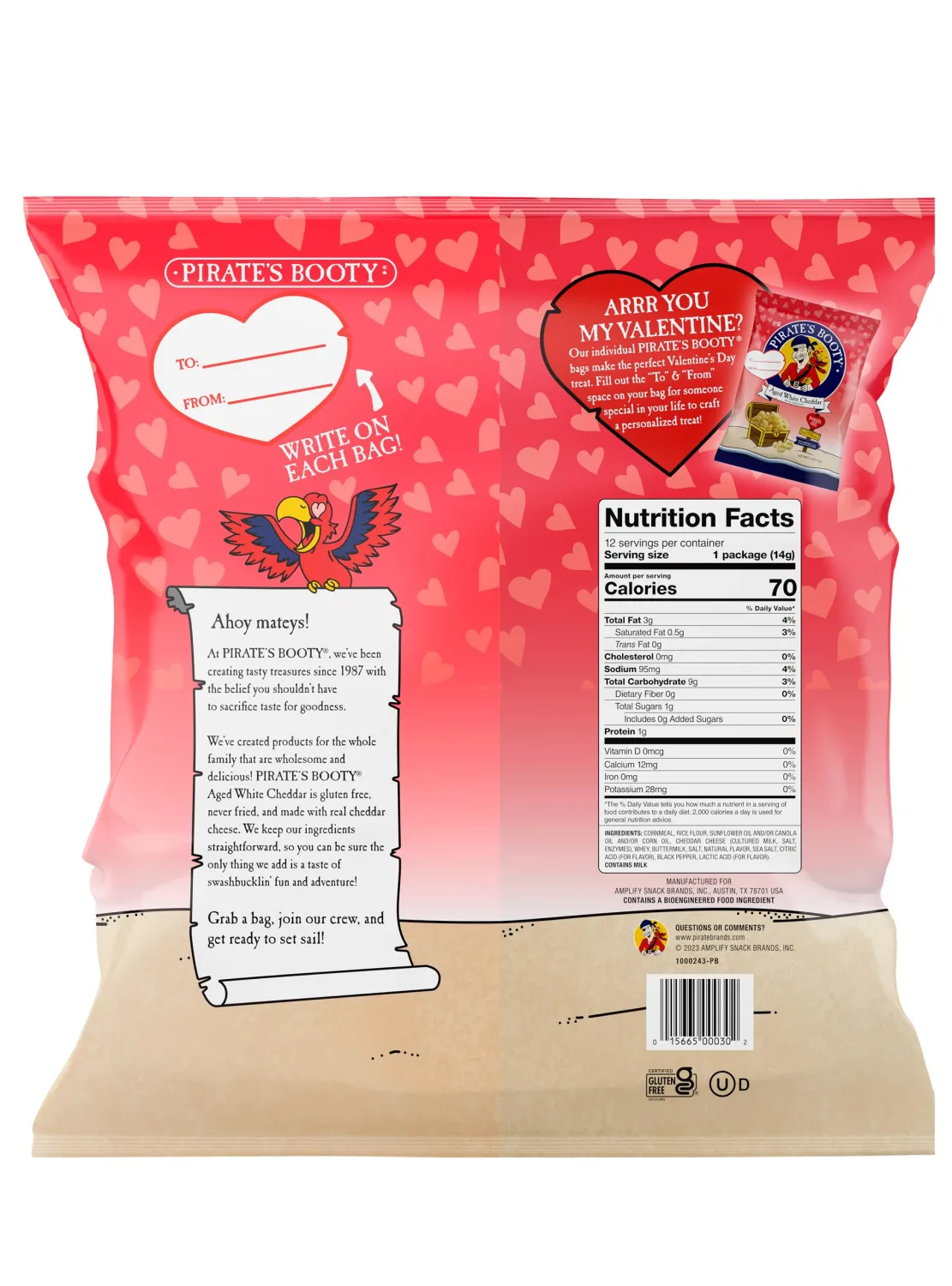 Pirate's Booty Aged White Cheddar Cheese Puffs, Gluten Free, 0.5 Ounce Individual Snack Size Bags (Pack of 12)