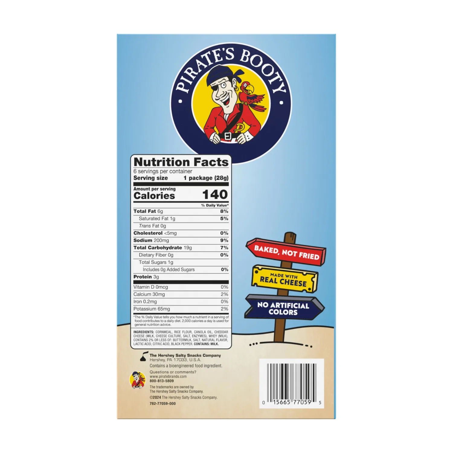 Pirate's Booty Aged White Cheddar Cheese Puffs, Gluten Free, Kids Snacks, 1 oz. Individual Snack Bags (6 Count)