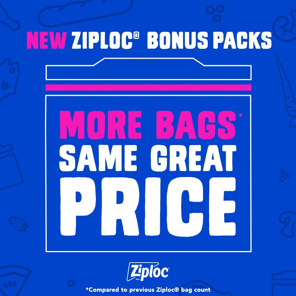 Ziploc Snack Bags with EasyGuide Texture, Small Plastic Storage Bags with Grip 'N Seal Technology, 108 Bags Total