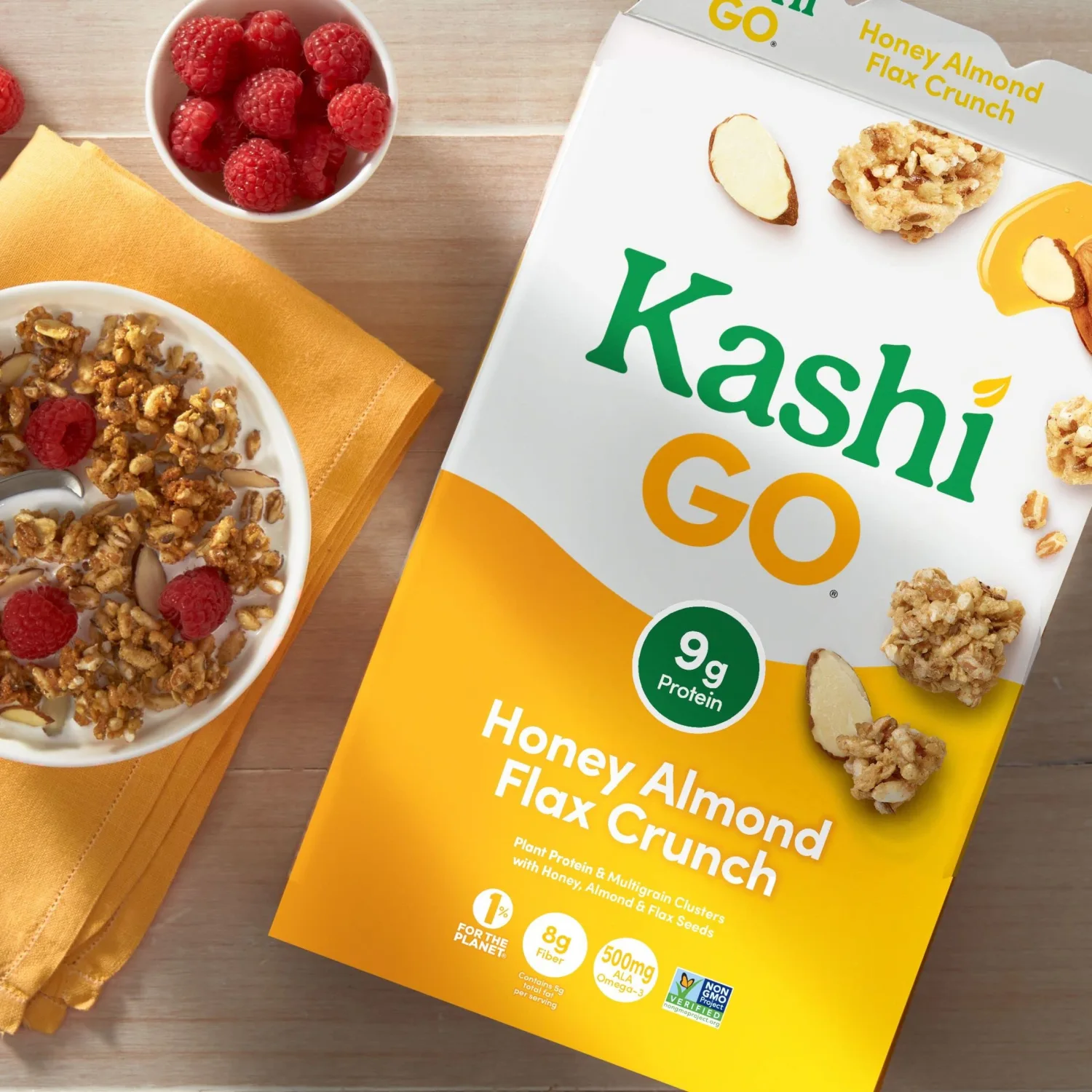 Kashi GO Breakfast Cereal, Fiber Cereal, Family Breakfast, Honey Almond Flax Crunch, 14oz Box (1 Box)