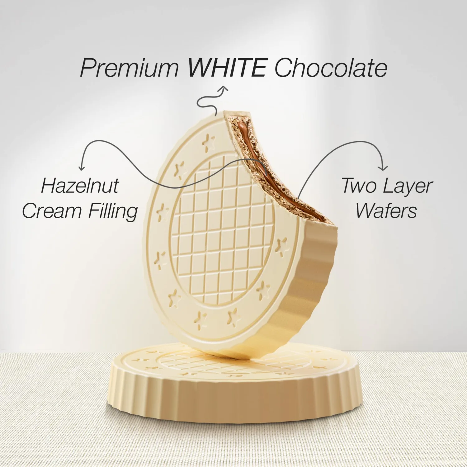 Fiorella Crunch Wafer Cookies, White Chocolate Covered Crispy Thin Crunch Wafers with Hazelnut Cream Filling, Chocolate Biscuits, 18 Individually Wrapped Snacks, Pack of 1