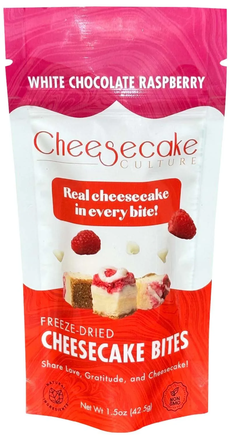 Cheesecake Culture Freeze-Dried Cheesecake Bites - White Chocolate Raspberry Flavor, Crunchy Bite-Sized Snacks, Rich & Tart Goodies - 15 Pieces Per Bag, 1.5oz (1 Pack)