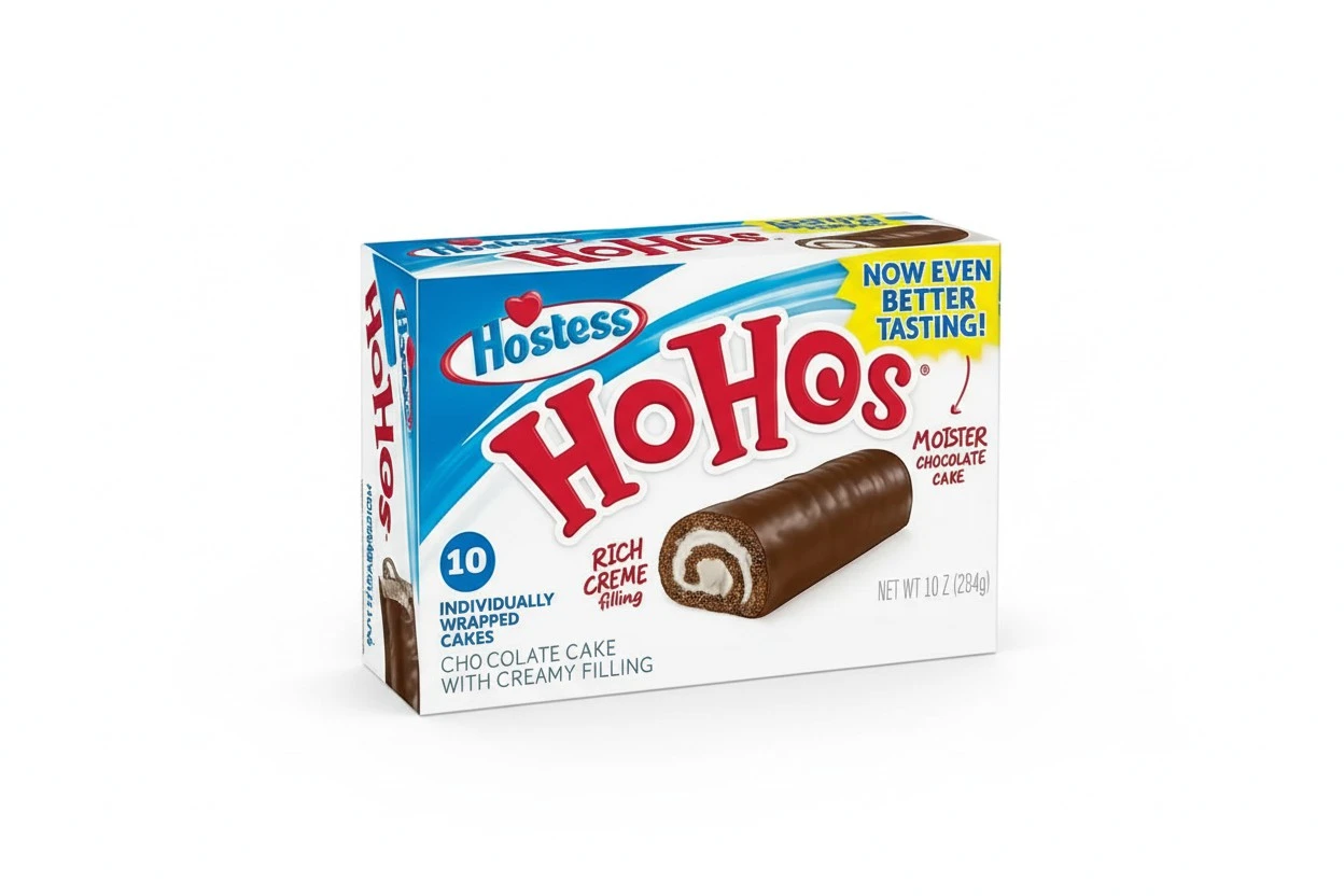 Ho Hos Hostess Cake Chocolate – 10ct 10oz, Rolled Chocolate Snack Cakes with Crème Filling, Try with Peppermint HoHos Hostess Cake Variety