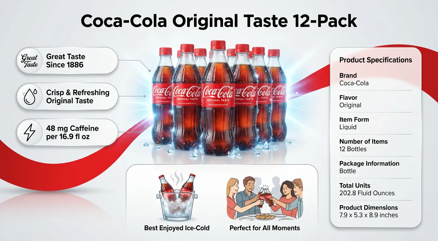 Coca-Cola Soda Soft Drink, 16.9 fl oz, 12 Pack