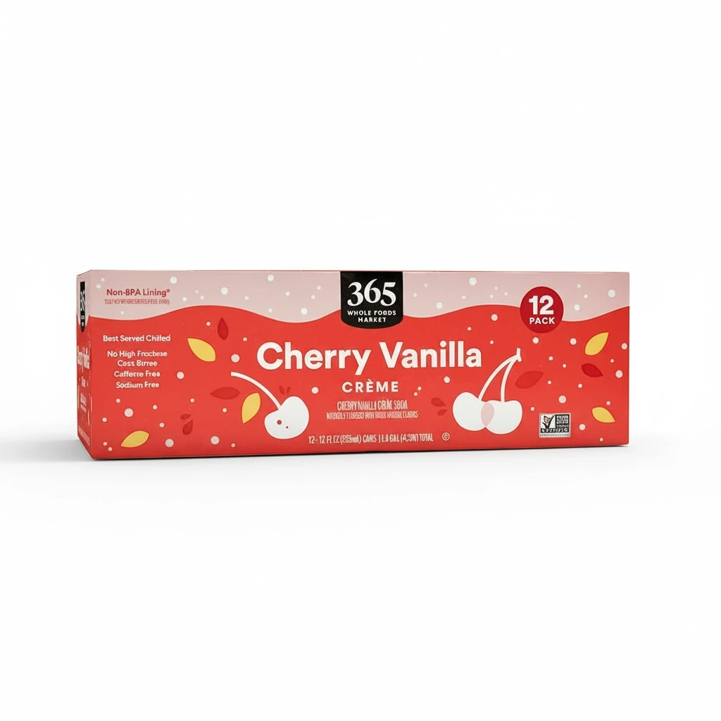 365 By Whole Foods Market, Soda Cherry Vanilla Creme, 12 Fl Oz, 12 Pack