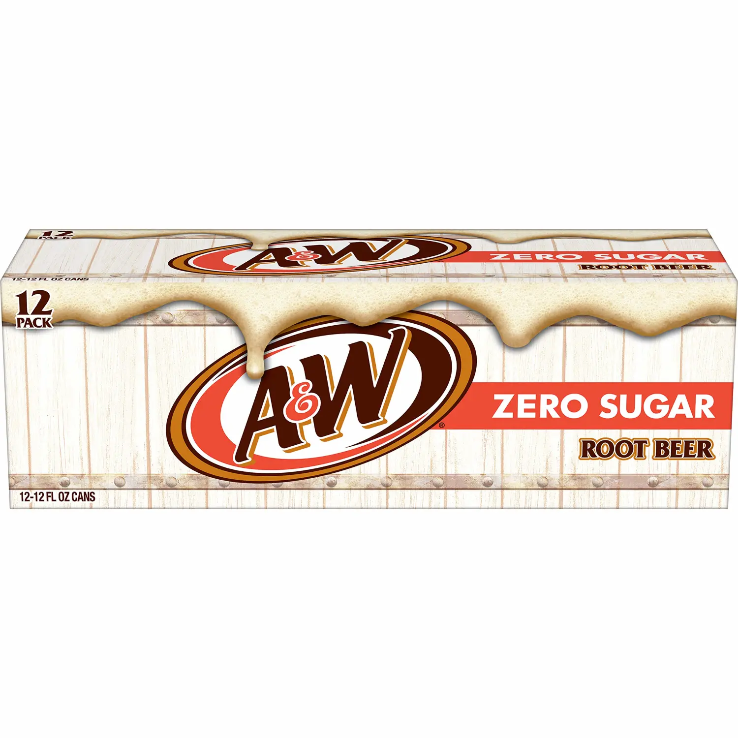 A&W Zero Sugar Root Beer Soda, 12 fl. oz. Cans, 12 Pack (Pack of 2)