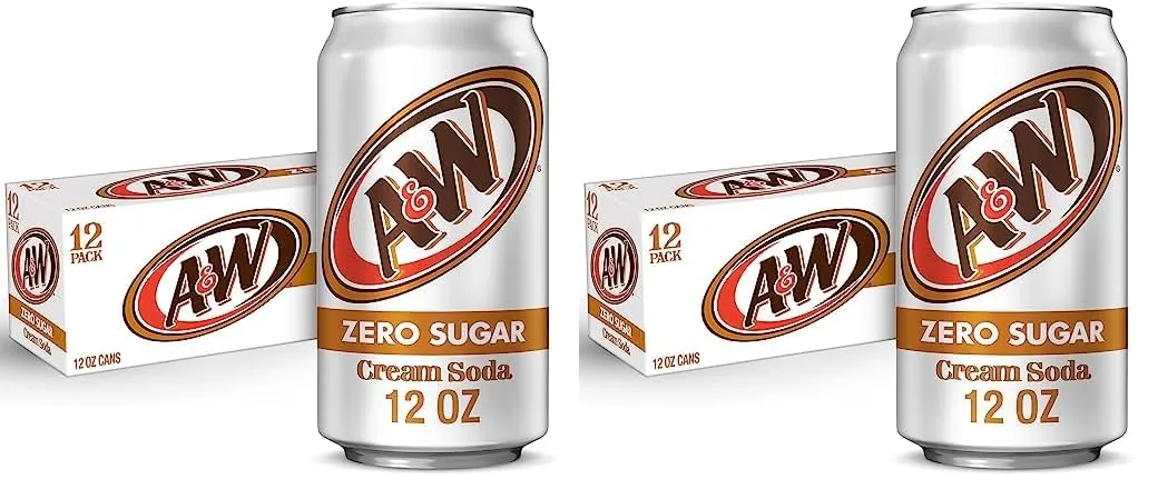 A&W Cream Soda Zero Sugar, 12 fl. oz. Cans, 12 Pack (Pack of 2)