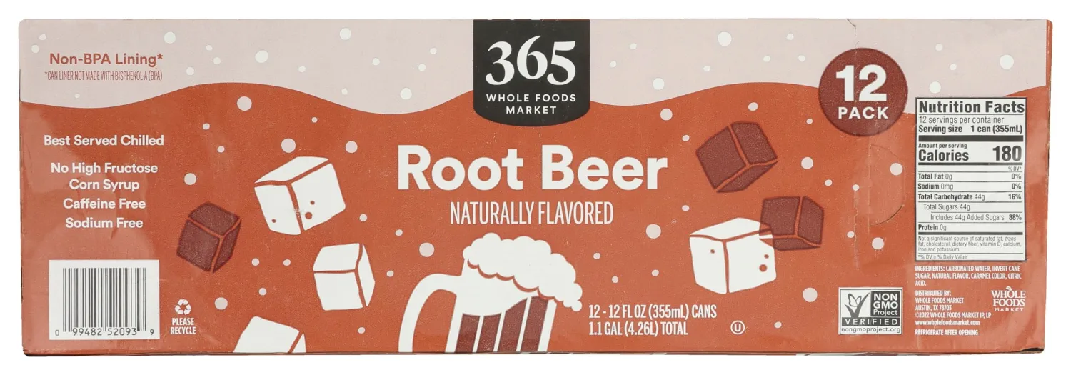 365 By Whole Foods Market, Soda Root Beer, 12 Fl Oz, 12 Pack
