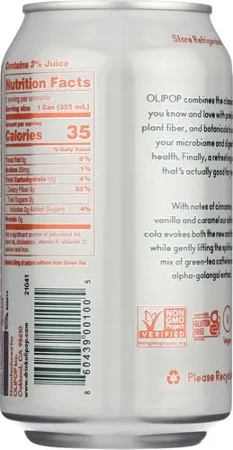 Olipop Vintage Cola, Soda, 12 Fl Oz Can