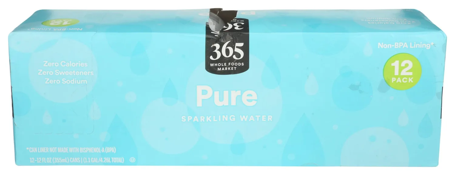 365 by Whole Foods Market, Plain Sparkling Water, 12 Fl Oz (Pack of 12)