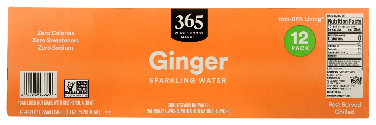365 by Whole Foods Market, Sparkling Ginger Water 12Pk Cans, 12 Fl Oz