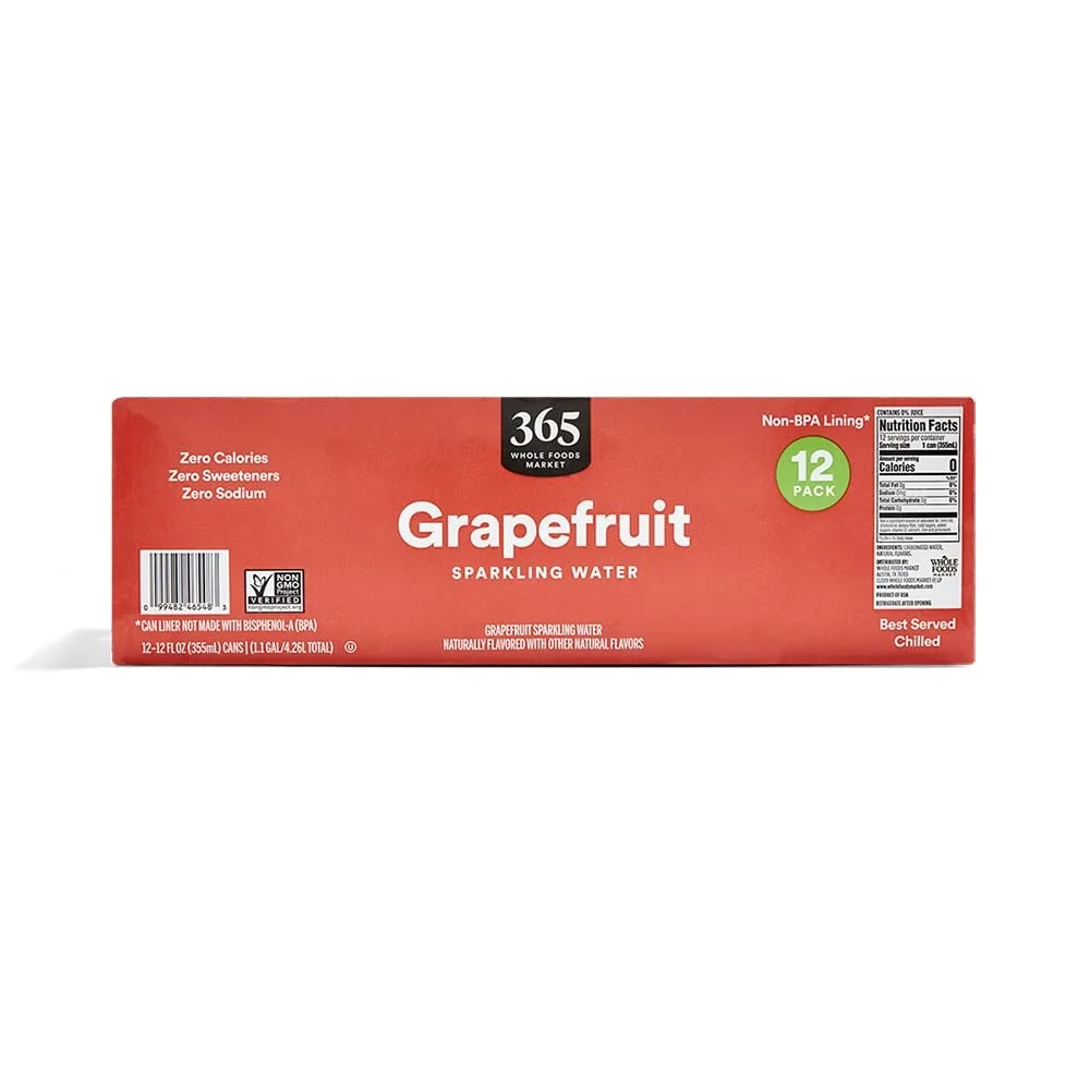 365 by Whole Foods Market, Grapefruit Sparkling Water, 12 Fl Oz
