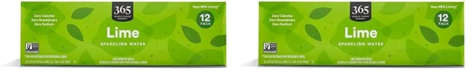 365 by Whole Foods Market, Lime Sparkling Water, 12 Fl Oz (Pack of 2)