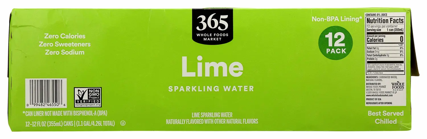 365 by Whole Foods Market, Lime Sparkling Water, 12 Fl Oz (Pack of 2)