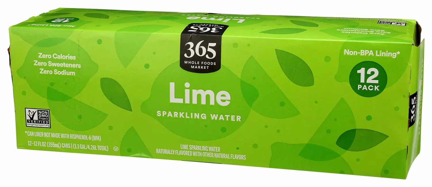 365 by Whole Foods Market, Lime Sparkling Water, 12 Fl Oz (Pack of 2)