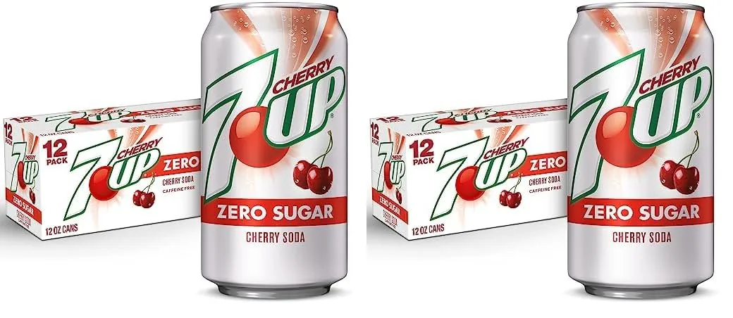 7UP Cherry Zero Sugar Soda, 12 fl. oz. Cans, 12 Pack (Pack of 2)