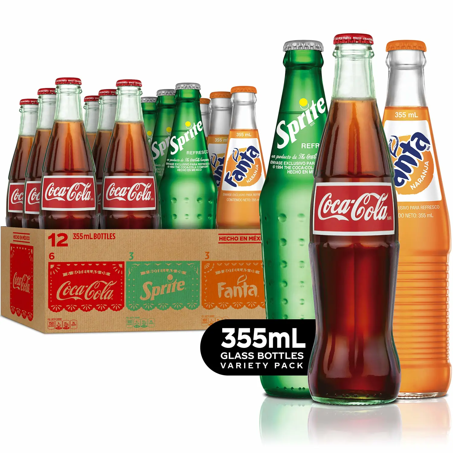 Mexican Coke Fiesta Pack, 12 fl oz Glass Bottles, 12 Pack