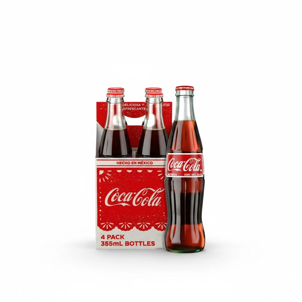 Coke de Mexico Glass Bottles, 12 Fl Oz (Pack of 4)