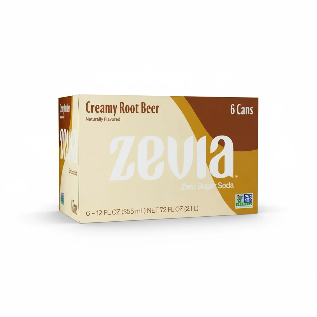 Zevia Zero Calorie Soda, Creamy Root Beer, 12 Ounce Cans (Pack of 6)