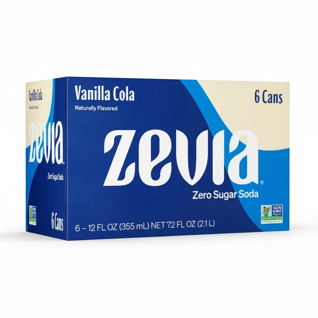 Zevia Zero Calorie Soda, Vanilla Cola, 12 Ounce Cans (Pack of 6)