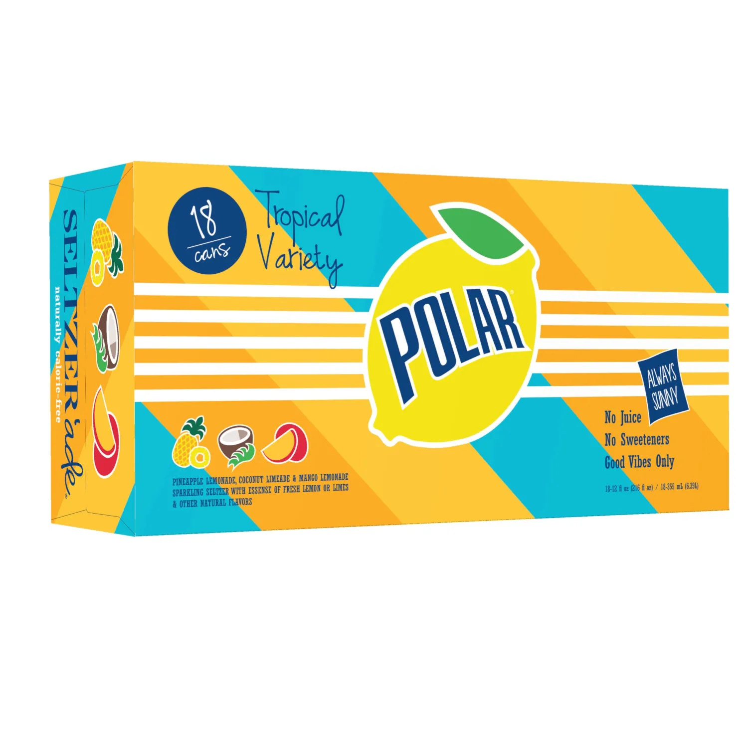 Polar Seltzer'ade Tropical Variety Pack, 12 fl oz cans, 18 pack