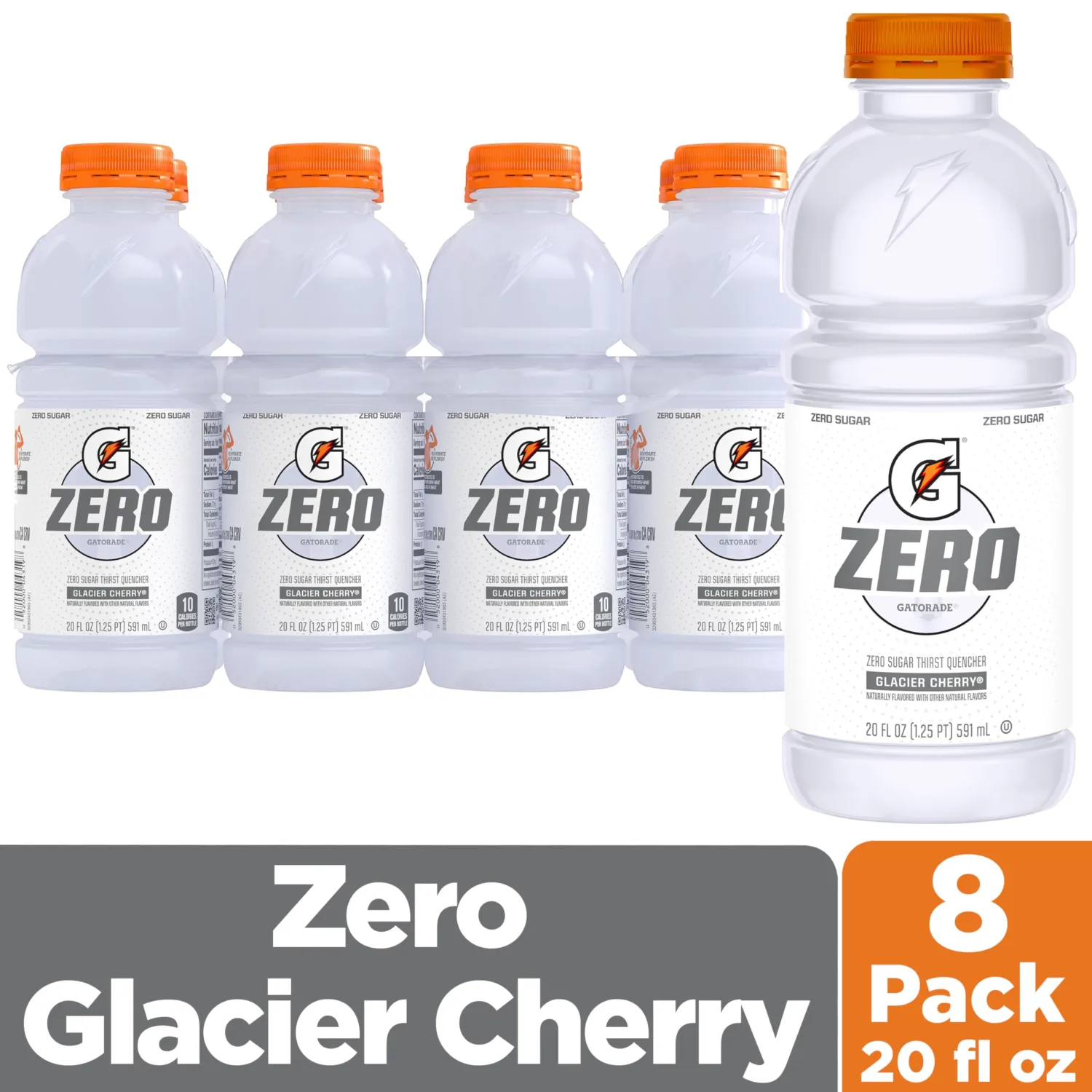 Gatorade Zero Sugar Thirst Quencher Sports Drink, Glacier Cherry, 20 Fl Oz (pack of 8)
