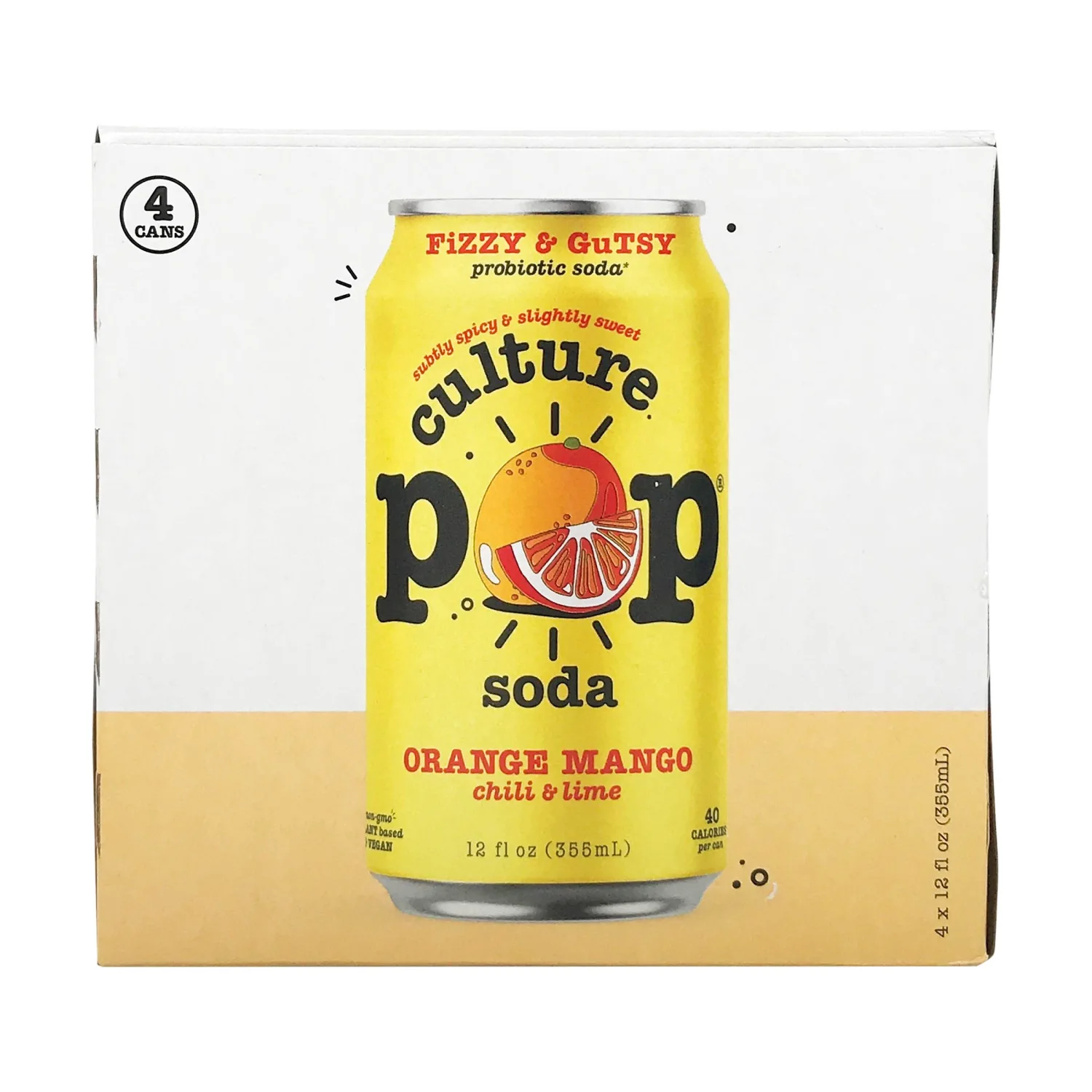 Culture Pop Soda Orange Mango & Lime Sparkling Soda 4pk, 12 FZ