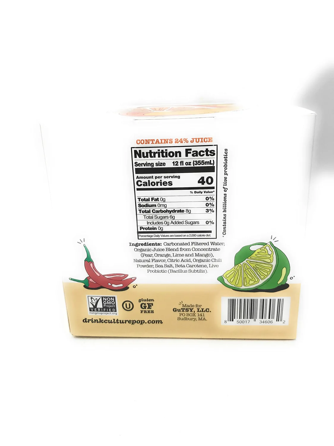 Culture Pop Soda Orange Mango & Lime Sparkling Soda 4pk, 12 FZ