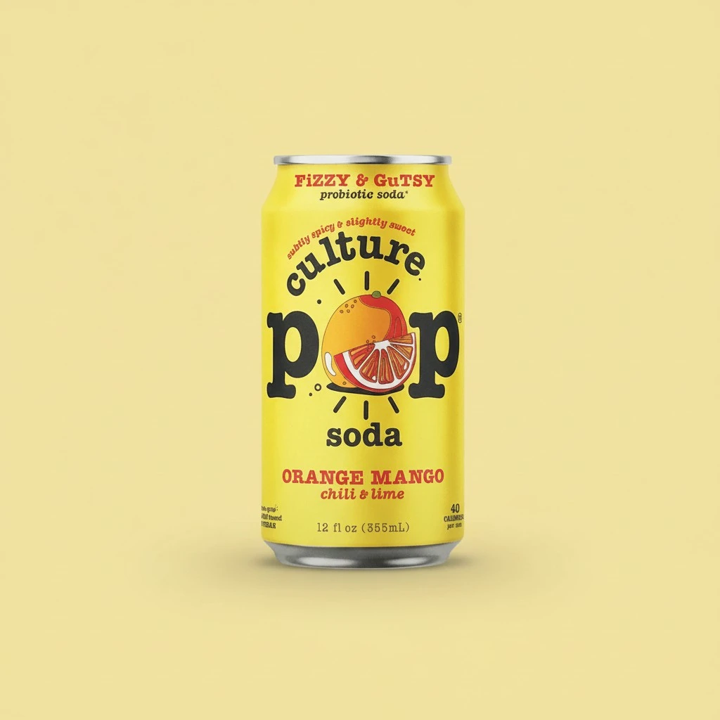 Culture Pop Soda Orange Mango & Lime Sparkling Soda 4pk, 12 FZ
