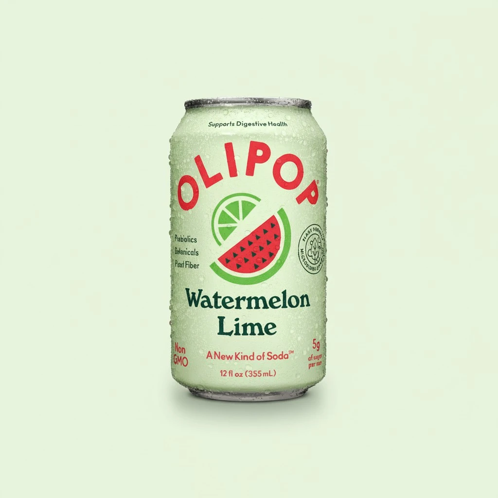 OLIPOP Watermelon Lime Prebiotic Soda, 12 FZ