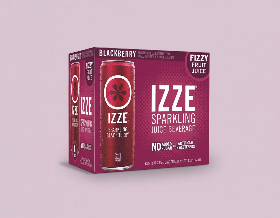 IZZE Sparkling Juice Beverage Blend, Blackberry, No Sugar Added, 8.4 FL OZ, 6 Cans