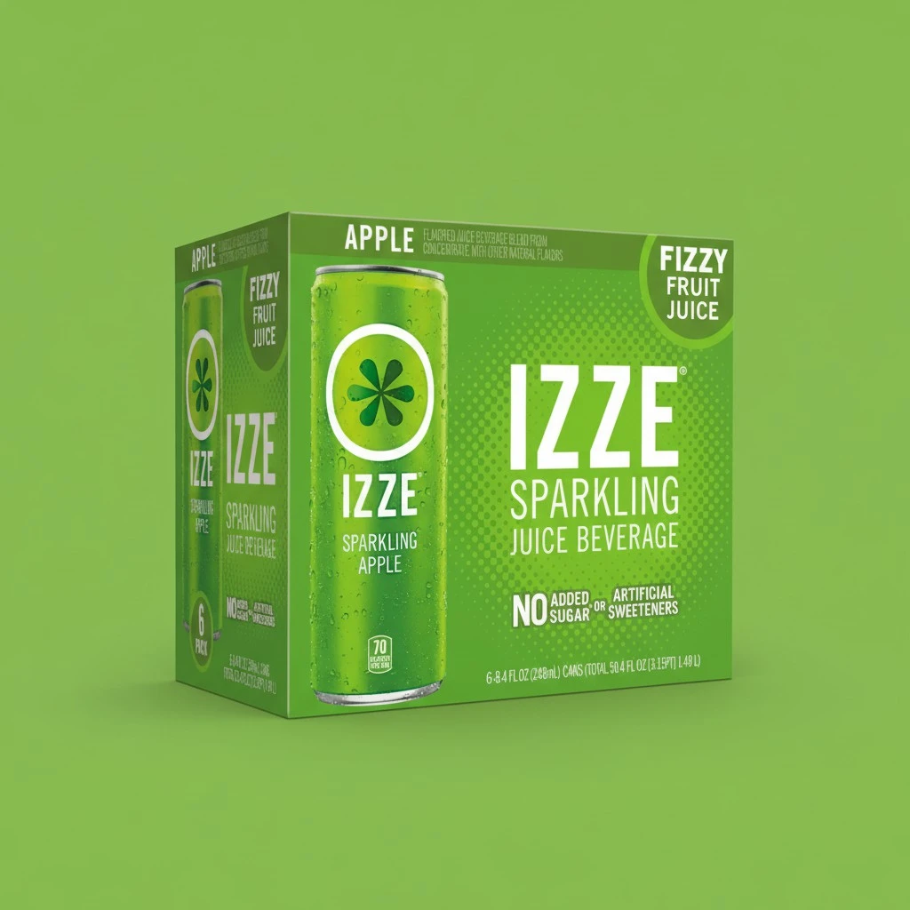 IZZE Sparkling Juice Beverage Blend, Apple, No Sugar Added, 8.4 FL OZ, 6 Cans