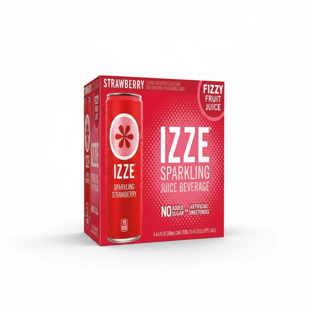 IZZE Sparkling Juice Beverage Blend, Strawberry, No Sugar Added, 8.4 FL OZ, 6 Cans
