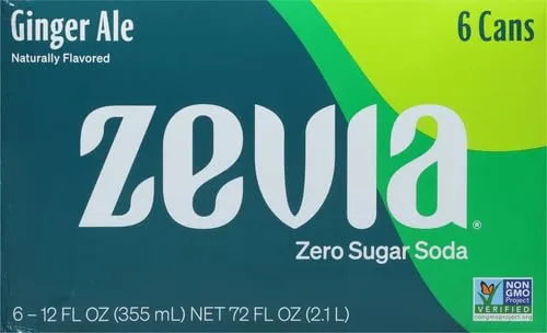 Zevia Zero Calorie Soda, Ginger Ale, 12 Ounce Cans (Pack of 6)