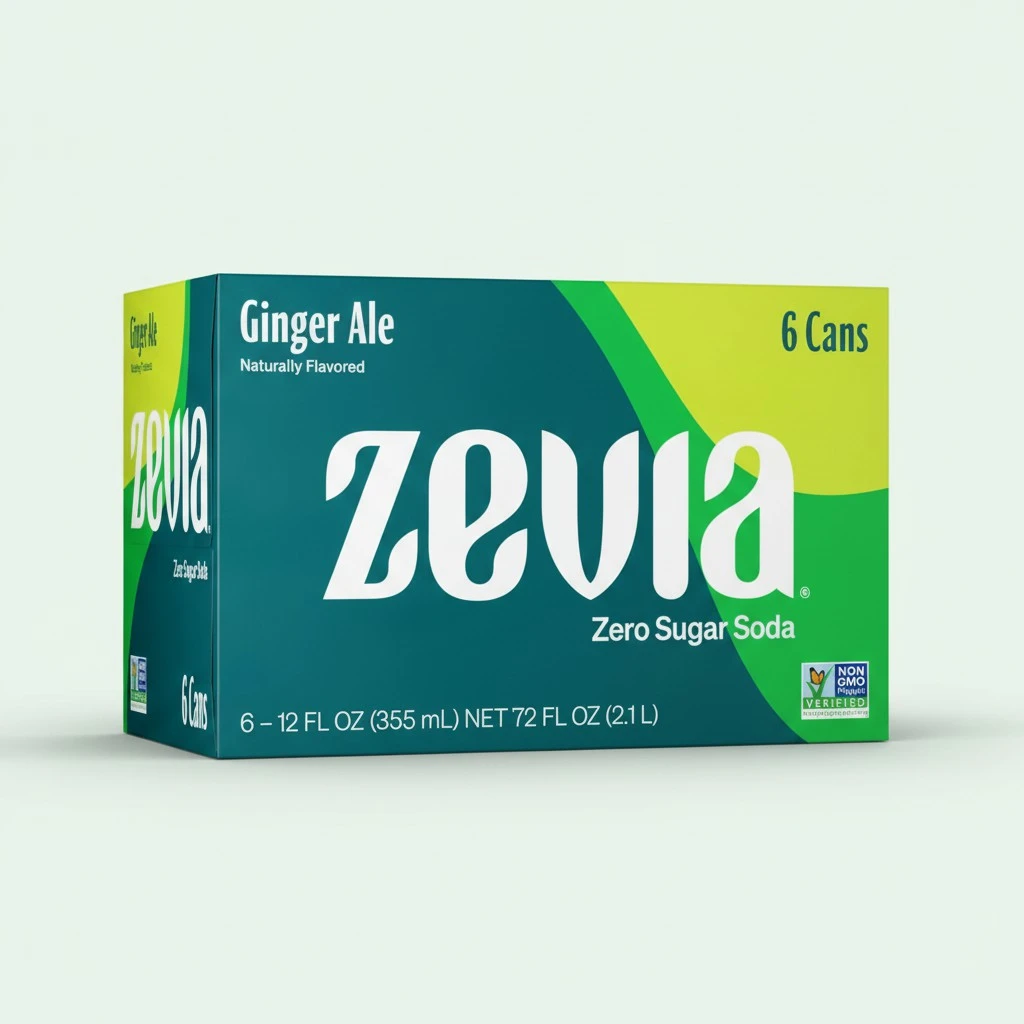 Zevia Zero Calorie Soda, Ginger Ale, 12 Ounce Cans (Pack of 6)