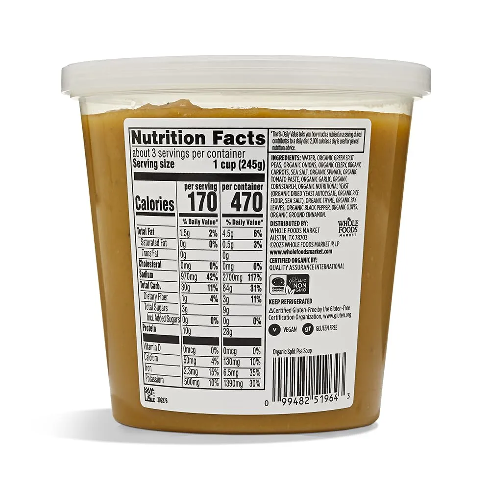 WHOLE FOODS KITCHENS Organic Split Pea Soup, 24 OZ