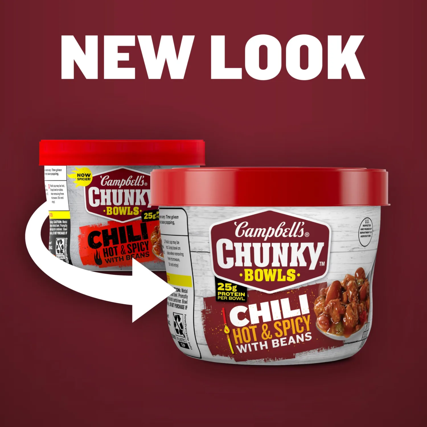 Campbell's Chunky Chili, Hot & Spicy Chili with Beans, 15.25 oz Microwavable Bowl