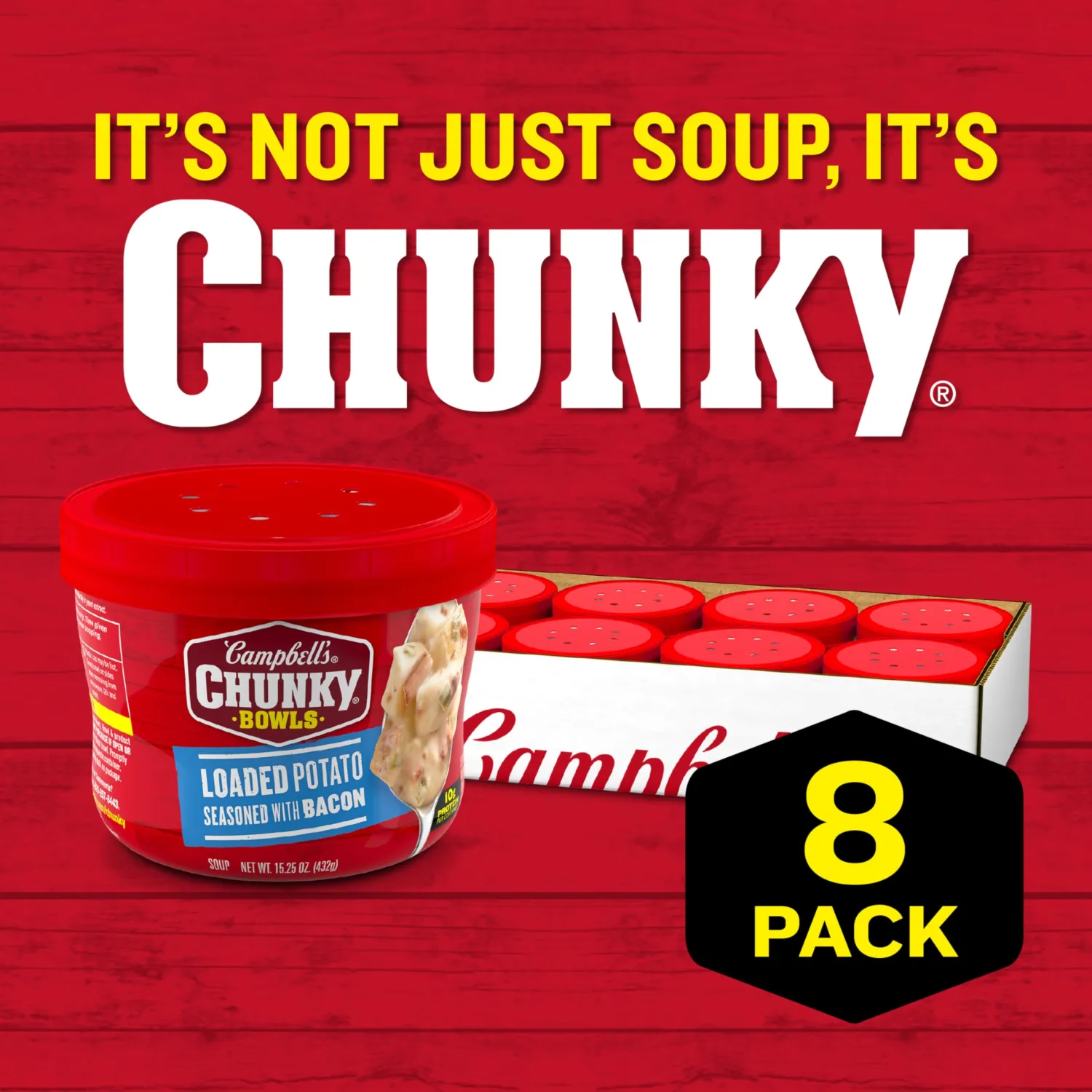 Campbell's Chunky Soup, Loaded Potato Seasoned with Bacon, 15.25 oz Microwavable Bowl (Case of 8)