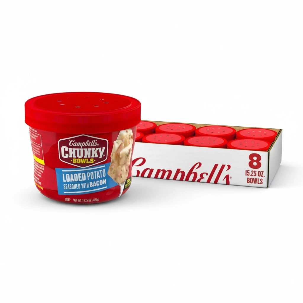 Campbell's Chunky Soup, Loaded Potato Seasoned with Bacon, 15.25 oz Microwavable Bowl (Case of 8)