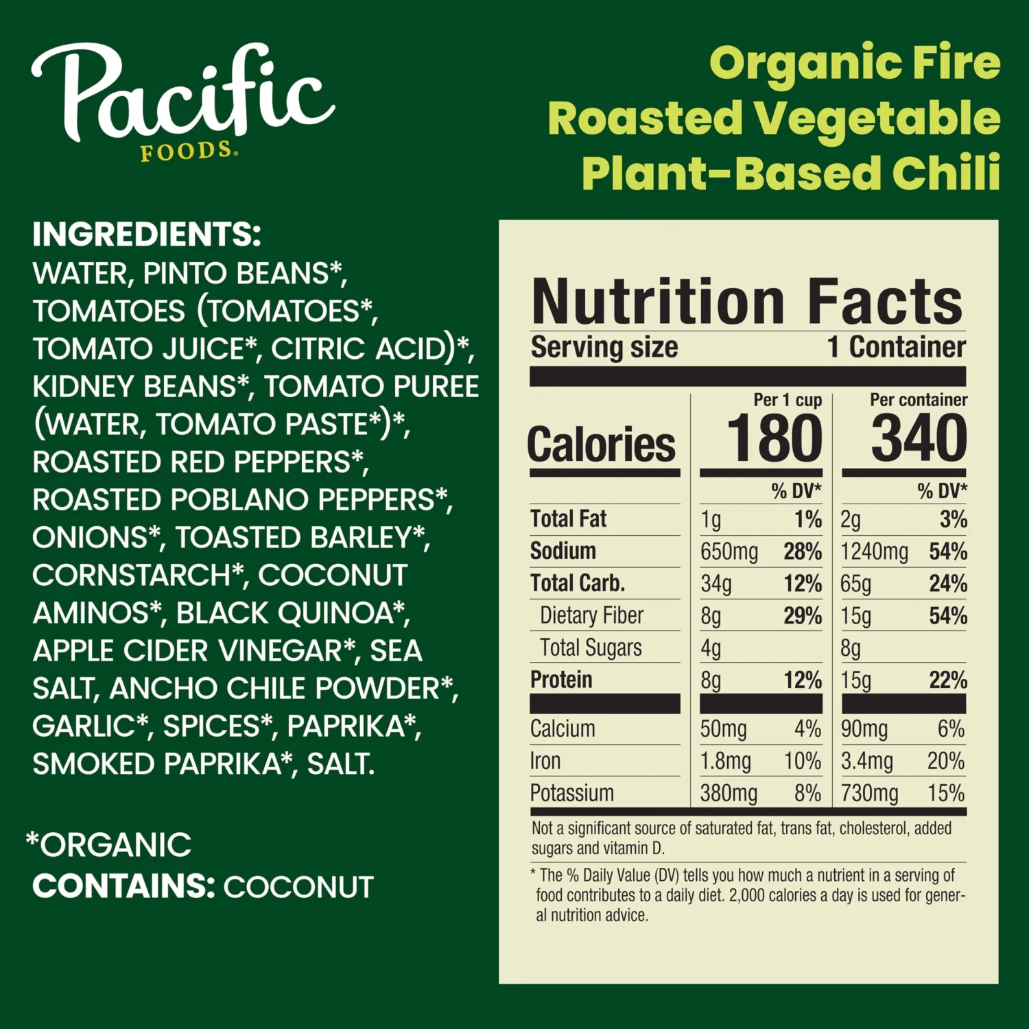 Pacific Foods Organic Fire Roasted Vegetable Chili, Plant Based, 16.5 oz Can (Pack of 3)