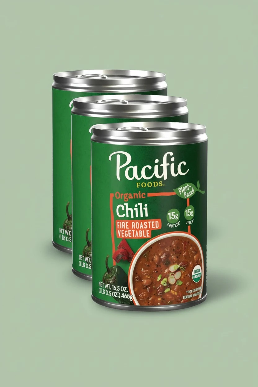 Pacific Foods Organic Fire Roasted Vegetable Chili, Plant Based, 16.5 oz Can (Pack of 3)