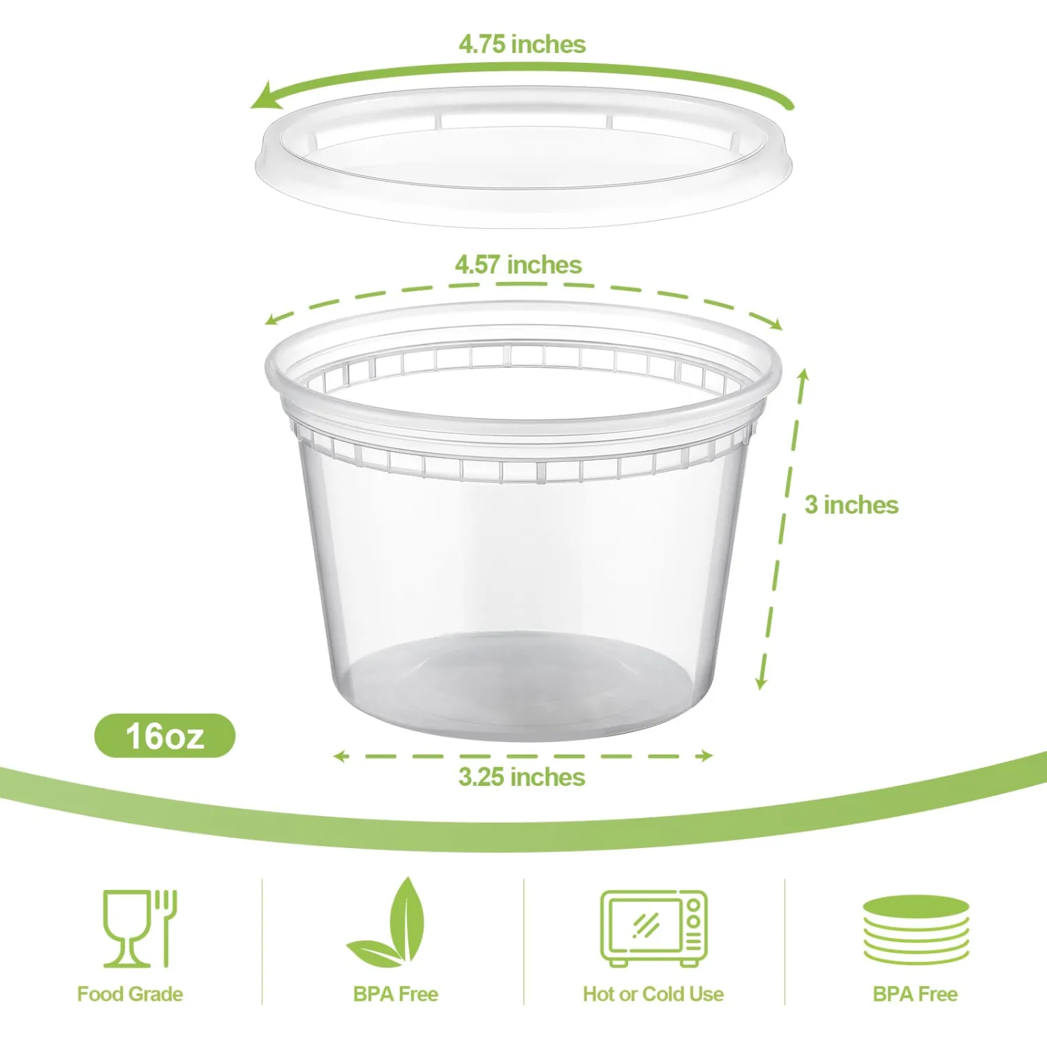 AOZITA 32 Sets 16 oz Plastic Deli Food Containers With Lids, Airtight Food Storage Containers, Freezer/Dishwasher/Microwave Safe, Soup Containers For Takeout Meal Prep Storage