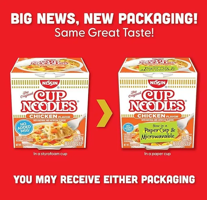 Nissin Cup Noodles Ramen Noodle Soup, Chicken, 2.25 Oz