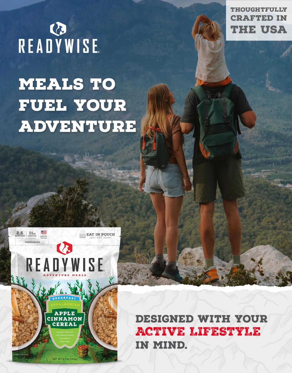 READYWISE - Outdoor Apple Cinnamon, 2.5 Servings, Pack of 1, Emergency Preparedness, Freeze Dried Food, MRE, Snack Pack, Survival Food, Emergency Food for Backpacking, Camping, and Hiking