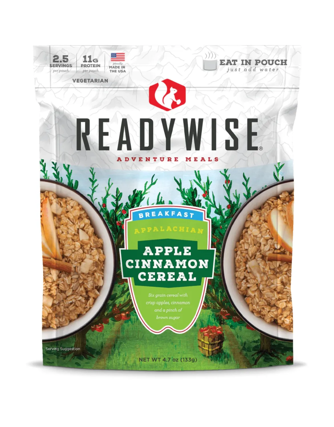 READYWISE - Outdoor Apple Cinnamon, 2.5 Servings, Pack of 1, Emergency Preparedness, Freeze Dried Food, MRE, Snack Pack, Survival Food, Emergency Food for Backpacking, Camping, and Hiking