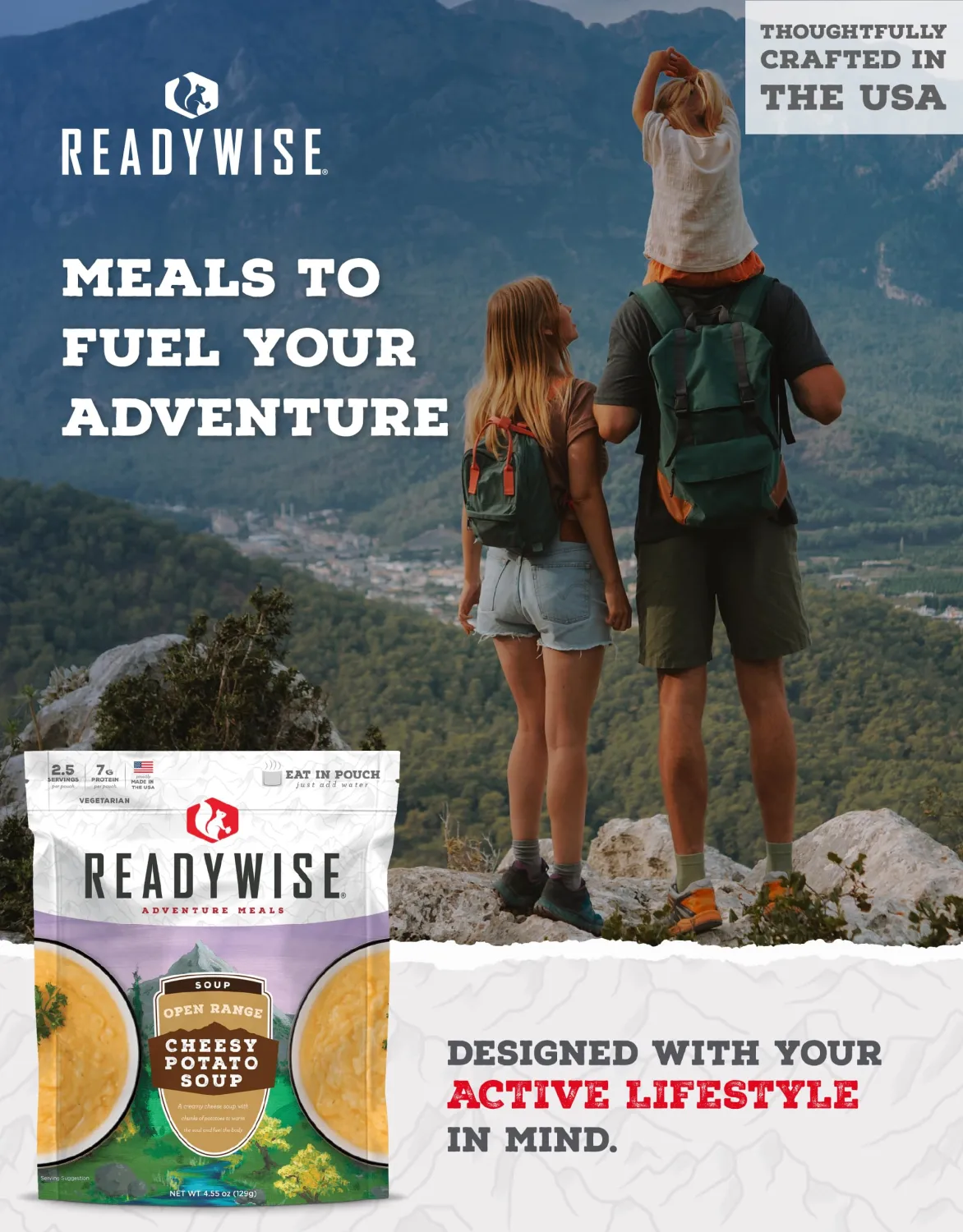 ReadyWise Adventure Meal Cheesy Potato Soup, 2 Servings – Freeze-Dried MRE for Emergency Preparedness, Survival Food, Camping, Hiking, Backpacking, Long-Term Storage, and Disaster Readiness