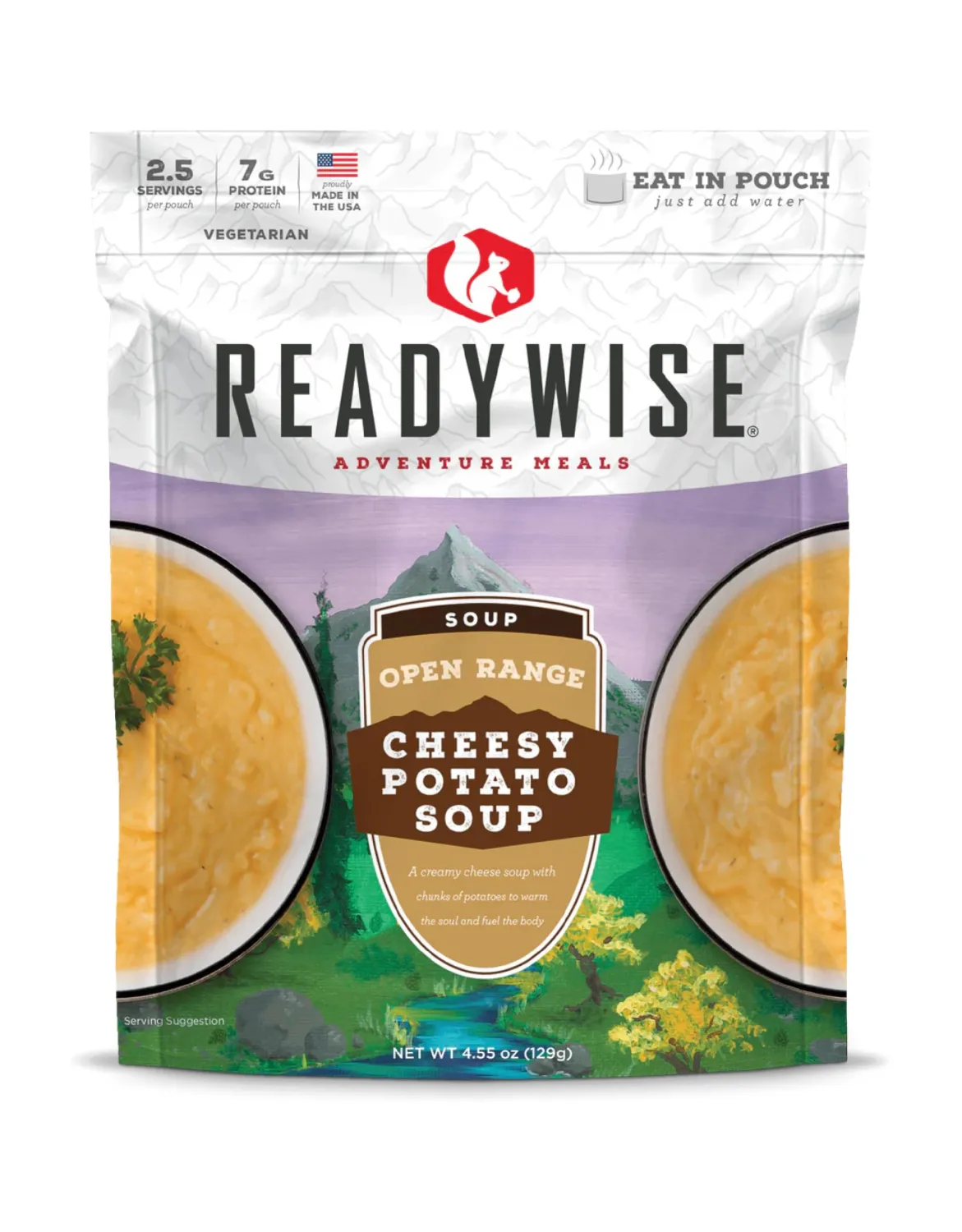 ReadyWise Adventure Meal Cheesy Potato Soup, 2 Servings – Freeze-Dried MRE for Emergency Preparedness, Survival Food, Camping, Hiking, Backpacking, Long-Term Storage, and Disaster Readiness