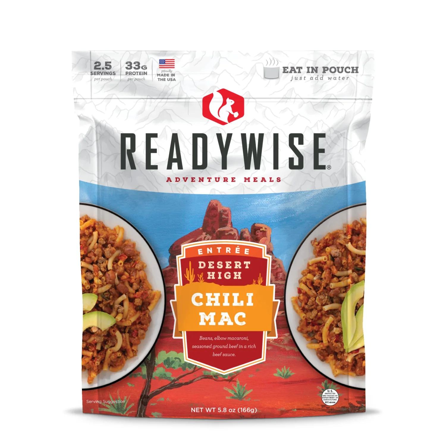 ReadyWise Adventure Meal Chili Mac with Beef, 2 Servings – Freeze-Dried MRE for Emergency Preparedness, Camping, Hiking, Backpacking, Survival Food, Long-Term Storage, and Disaster Readiness