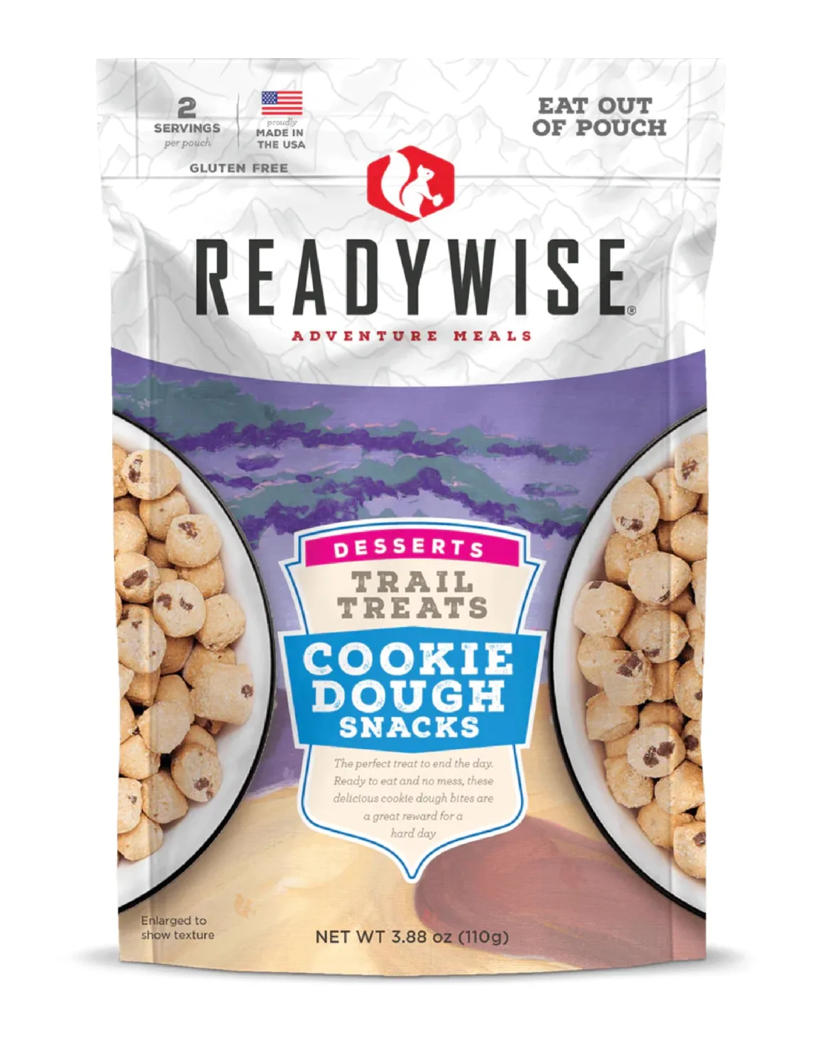 READYWISE - Outdoor Cookie Dough Trail Treats, 2 Servings, Pack of 1, Emergency Preparedness, Freeze Dried Food, MRE, Snack Pack, Survival Food, Emergency Food for Backpacking, Camping, and Hiking